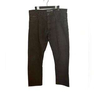 RODD & GUNN MENS DARK BROWN RELAXED FIT PANTS